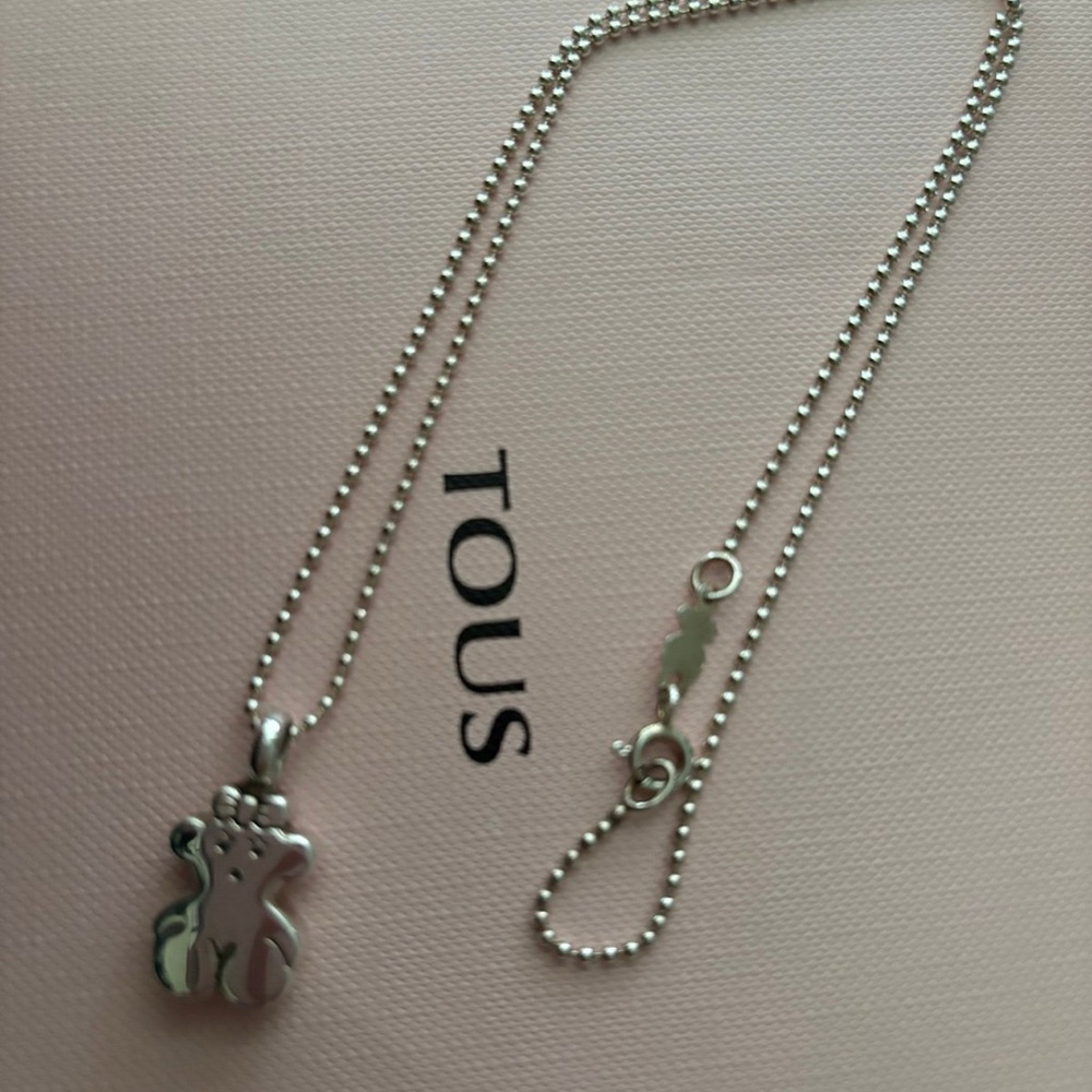 Tous Silver Bear Charm Necklace
